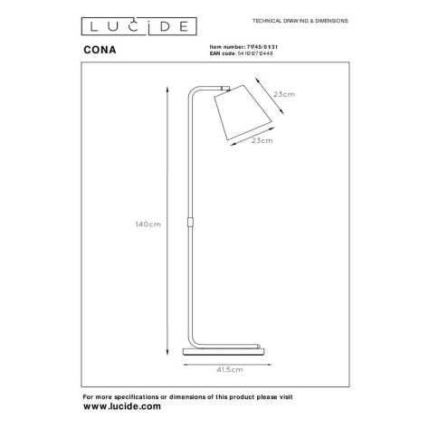 CONA - Lampadaire - 1xE27 - Blanc
