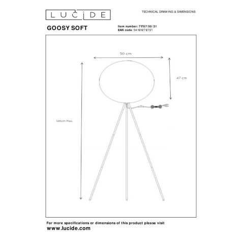GOOSY SOFT - Lampadaire - Ø 50 cm - 1xE27 - Blanc