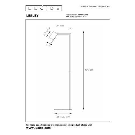 LESLEY - Lampadaire / lampe de lecture - 1xGU10 - Taupe