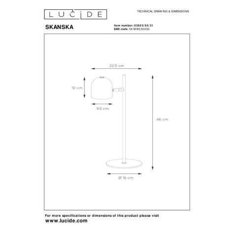SKANSKA - Lampe de bureau - LED Dim. - 1x5W 3000K - Blanc