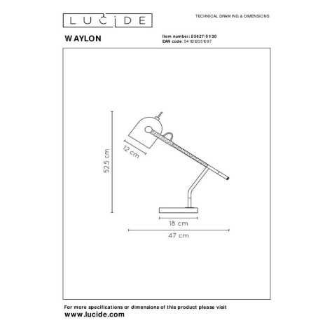 WAYLON - Lampe de bureau - 1xE27 - Noir