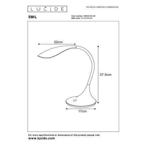 EMIL - Lampe de bureau - LED Dim. - 1x4,5W 3000K - Noir