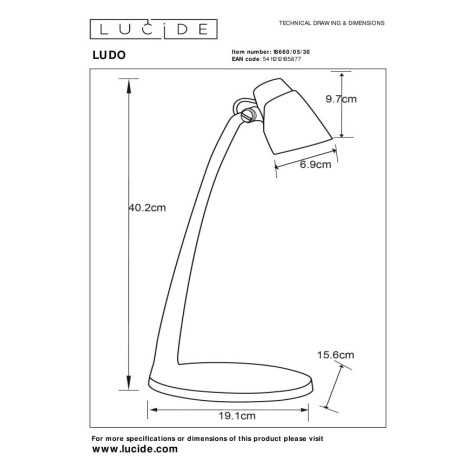 LUDO - Lampe de bureau - LED - 1x4,5W 3000K - Noir