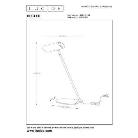 HESTER - Lampe de bureau - 1xGU10 - Anthracite