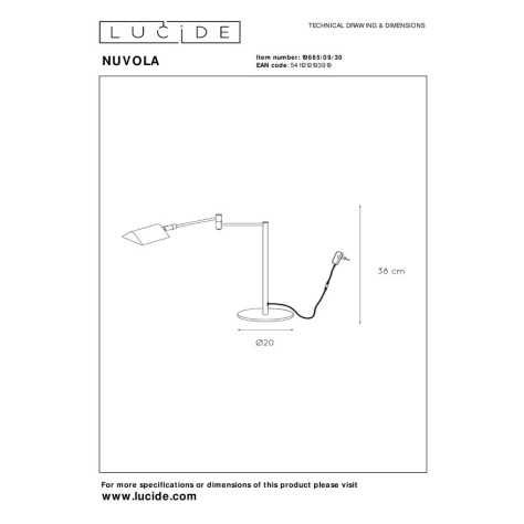 NUVOLA - Lampe de bureau - Ø 20 cm - LED Dim. - 1x9W 3000K - Noir
