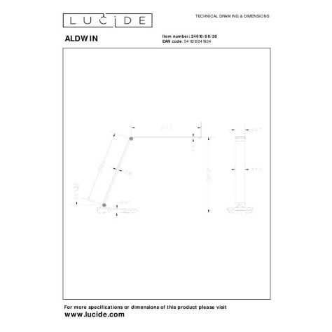 ALDWIN - Lampe de bureau - LED Dim. - 1x8W 2800K/6500K - Noir