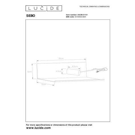SEBO - Lampe de chevet / Applique mural - 1xE27 - Blanc