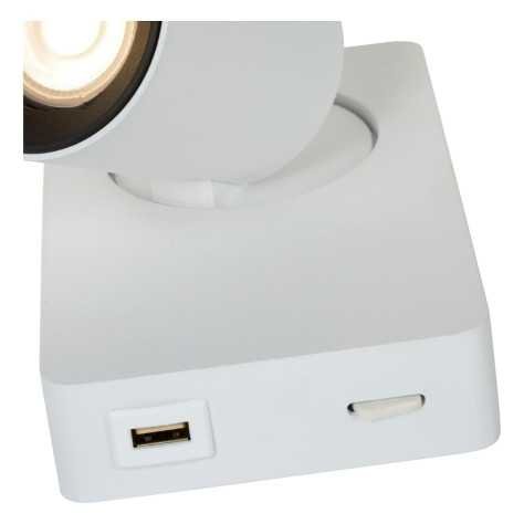 NIGEL - Lampe de chevet / Applique mural - LED Dim. - GU10 - 1x5W 2200K/3000K - Point de rechargement USB - Blanc