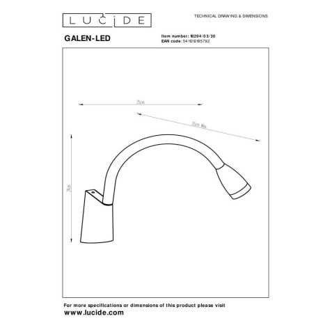 GALEN-LED - Lampe de chevet / Applique mural - LED - 1x3W 3000K - Noir