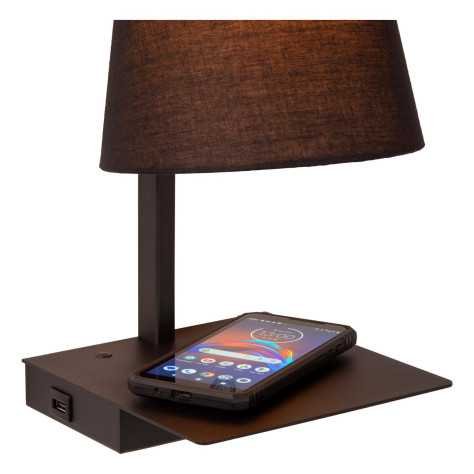 GREGORY - Lampe de chevet / Applique mural - 1xE27 - Point de rechargement USB - Noir