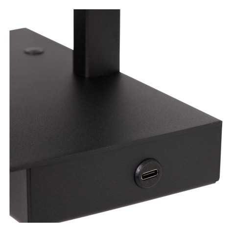 GREGORY - Lampe de chevet / Applique mural - 1xE27 - Point de rechargement USB - Noir