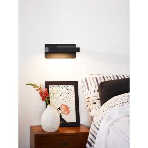 ATKIN - Lampe de chevet / Applique mural - LED - 1x6W 3000K - Point de rechargement USB - Noir