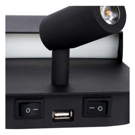 BOXER - Lampe de chevet / Applique mural - LED - 3000K - Point de rechargement USB - Noir