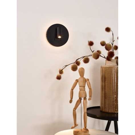 BENTJER - Lampe de chevet / Applique mural - Ø 14 cm - LED - 3000K - Noir