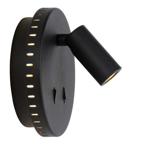 BENTJER - Lampe de chevet / Applique mural - Ø 14 cm - LED - 3000K - Noir