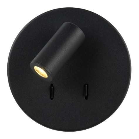 BENTJER - Lampe de chevet / Applique mural - Ø 14 cm - LED - 3000K - Noir