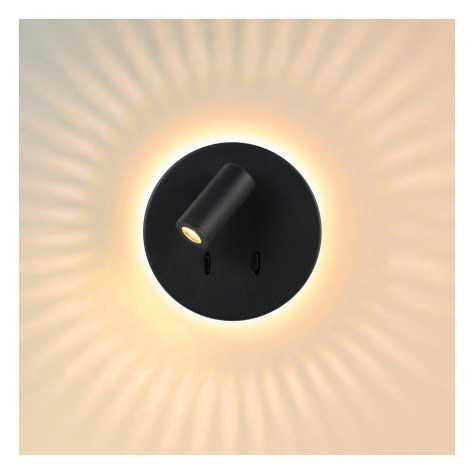 BENTJER - Lampe de chevet / Applique mural - Ø 14 cm - LED - 3000K - Noir