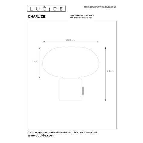 CHARLIZE - Lampe de table - Ø 23 cm - 1xE27 - Ambre