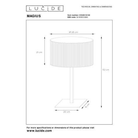 MAGIUS - Lampe de table - Ø 28 cm - 1xE27 - Naturel