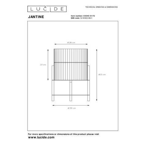 JANTINE - Lampe de table - Ø 30 cm - 1xE27 - Naturel