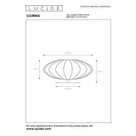 CORINA - Lampe de table - Ø 40 cm - 1xE27 - Crème