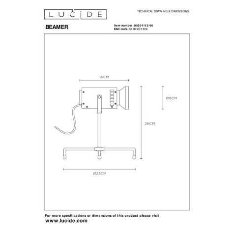 BEAMER - Lampe de table Chambres d'enfant - LED - 1x3W 3000K - Rose