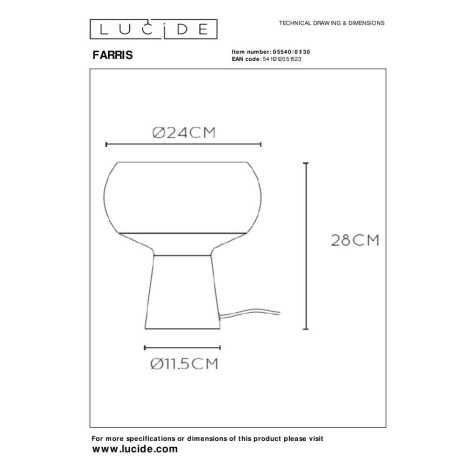 FARRIS - Lampe de table - 1xE27 - Noir