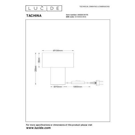 TACHINA - Lampe de table - 1xE14 - Naturel