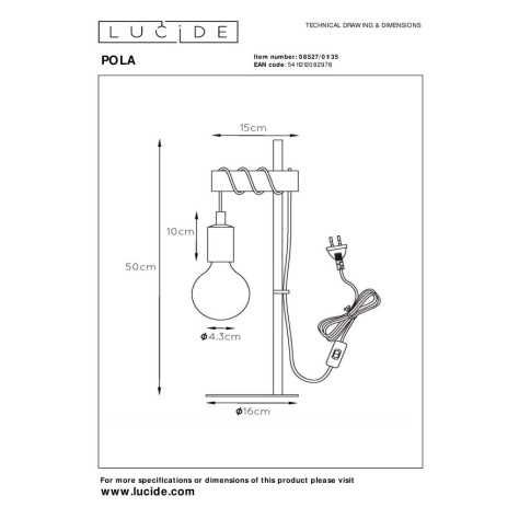 POLA - Lampe de table Chambres d'enfant - Ø 15 cm - 1xE27 - Bleu
