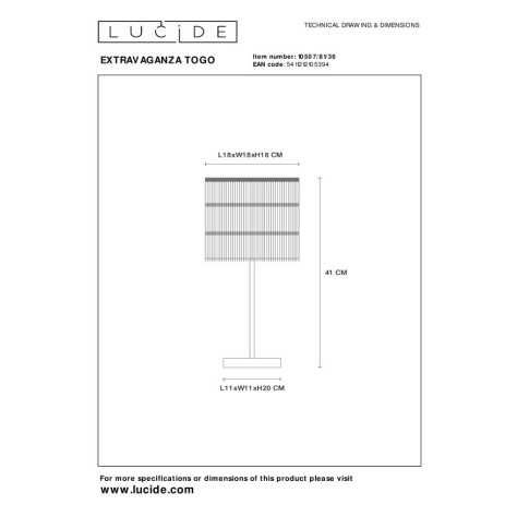 EXTRAVAGANZA TOGO - Lampe de table - Ø 18 cm - 1xE14 - Gris