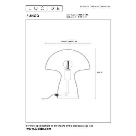 FUNGO - Lampe de table - 1xE27 - Opalin