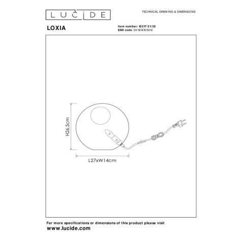 LOXIA - Lampe de table - 1xE14 - Crème