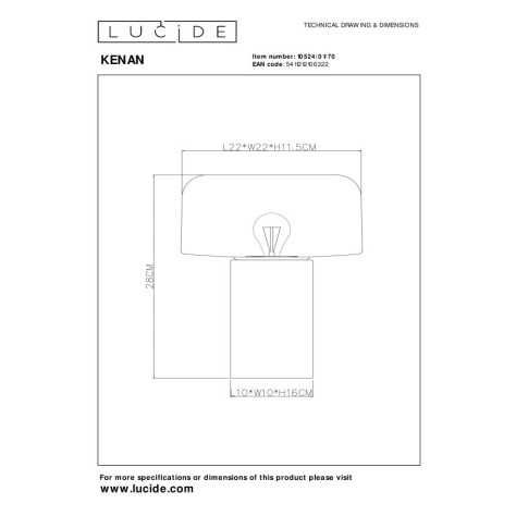 KENAN - Lampe de table - 1xE14 - Bois