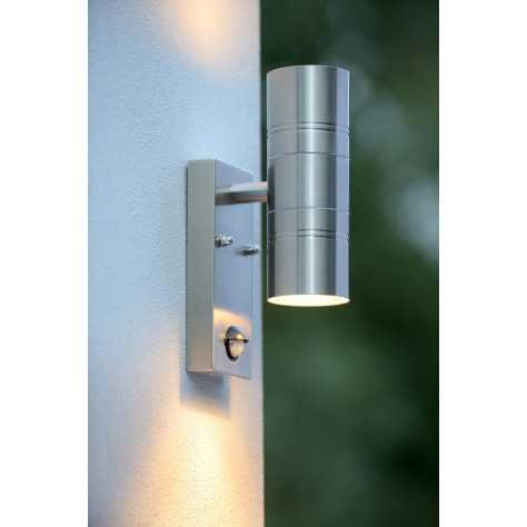 ARNE-LED IR - Spot mural / Applique mural Intérieur/Extérieur - Ø 6,3 cm - LED - GU10 - 2x5W 2700K - IP44Détecteur De M