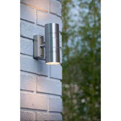 ARNE-LED - Applique murale Intérieur/Extérieur - Ø 6,3 cm - LED - GU10 - 2x5W 2700K - IP44 - Chrome Dépoli