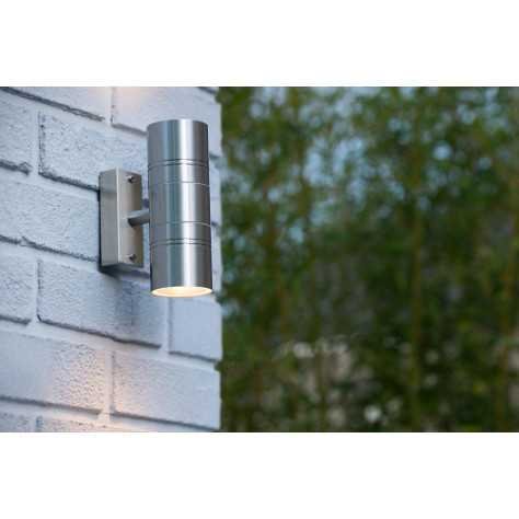 ARNE-LED - Applique murale Intérieur/Extérieur - Ø 6,3 cm - LED - GU10 - 2x5W 2700K - IP44 - Chrome Dépoli