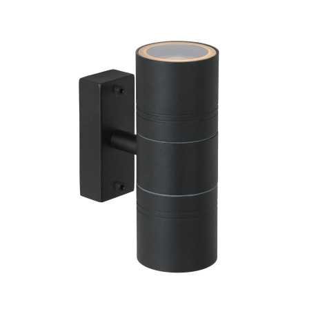 ARNE-LED - Spot mural / Applique mural Intérieur/Extérieur - Ø 6,3 cm - LED - GU10 - 2x5W 2700K - IP44 - Noir