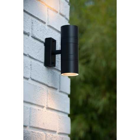 ARNE-LED - Spot mural / Applique mural Intérieur/Extérieur - Ø 6,3 cm - LED - GU10 - 2x5W 2700K - IP44 - Noir