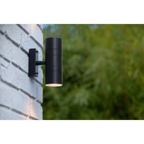 ARNE-LED - Spot mural / Applique mural Intérieur/Extérieur - Ø 6,3 cm - LED - GU10 - 2x5W 2700K - IP44 - Noir