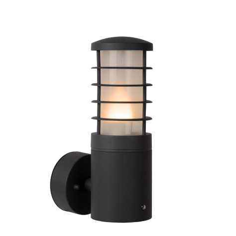 SOLID - Applique murale Intérieur/Extérieur - Ø 9 cm - 1xE27 - IP54 - Détecteur Jour/Nuit - Anthracite