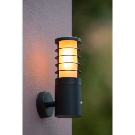 SOLID - Applique murale Intérieur/Extérieur - Ø 9 cm - 1xE27 - IP54 - Détecteur Jour/Nuit - Anthracite