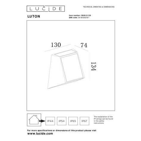 LUTON - Applique murale Intérieur/Extérieur - LED Dim. - 1x1W 2850K/3150K - IP54 - Détecteur Jour/Nuit - Noir
