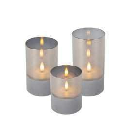 VELAS - Lampe de table - Piles - Ø 8 cm - LED - Fumé - Ensemble de 3