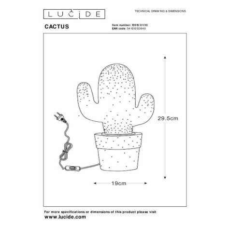 CACTUS - Lampe de table - 1xE14 - Vert