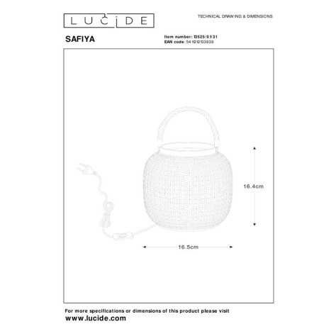 SAFIYA - Lampe de table - Ø 16,5 cm - 1xE14 - Blanc