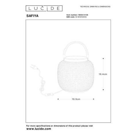 SAFIYA - Lampe de table - Ø 16,5 cm - 1xE14 - Gris