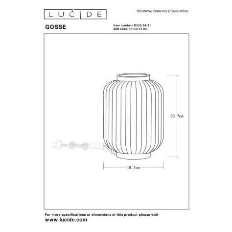 GOSSE - Lampe de table - Ø 19,7 cm - 1xE14 - Blanc