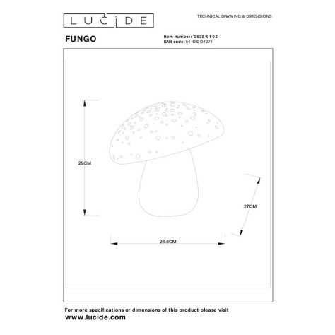 FUNGO - Lampe de table - 1xE14 - Or Mat / Laiton