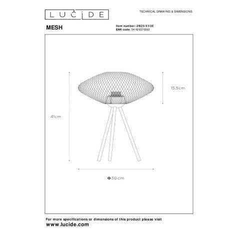 MESH - Lampe de table - Ø 30 cm - 1xE27 - Noir