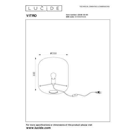 VITRO - Lampe de table - Ø 35 cm - 1xE27 - Transparent